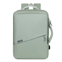 Sac à dos pour ordinateur portable 14 pouces imperméable à rayures, fermeture éclair, doublure en polyester, antivol, chargement USB, souple, pour voyages d'affaires