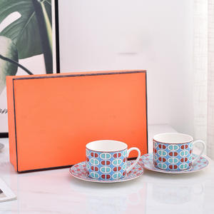 Nouvelle conception, luxe nordique, ensemble de 2 tasses et soucoupes, tasse à café en porcelaine fine - Product Image 4