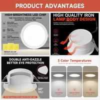 Éclairage commercial intérieur anti-éblouissement de haute qualité, en fer, 9W 12W 18W 24W, downlight LED encastré au plafond