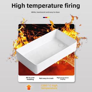 Lavabo Cuadrado de Cerámica de Diseño Moderno con Drenaje Lateral, para Uso <span class=keywords><strong>en</strong></span> Balcón o Lavadora, con <span class=keywords><strong>Boca</strong></span> Parcial Izquierda/Derecha, Accesorio para el Hogar - Product Image 3