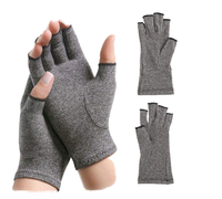 Gants de compression en coton sans doigts, antidérapants, compatibles écran tactile, gris, durables, respirants, pour soulager la douleur de l'arthrite et de la polyarthrite rhumatoïde