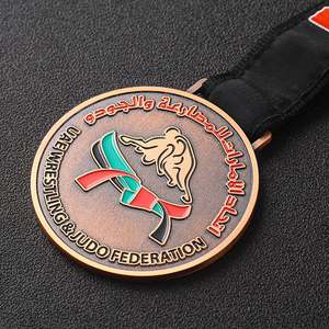 Médaille personnalisée Émirats Arabes Unis, récompense sportive, logo émaillé, médailles athlétiques, logo 2D en cuivre antique, lettres, lutte, Kung Fu, Jiu Jitsu, Judo - Product Image 6