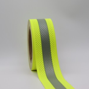 Ruban réfléchissant argenté à base fluorescente perforée Newsole, haute visibilité, perles de verre PET - Product Image 2