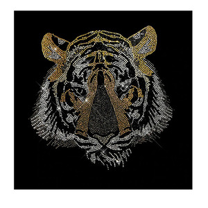 Patch de presse thermocollante ou à chaud tigre LSU motif de repassage en strass latéral visage de tigre pour vêtements de veste - Product Image 3
