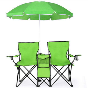 Wholesale <strong>Foldable</strong> Double Seat Camping <strong>Table</strong> <strong>Chair</strong> Portable Beach <strong>Chair</strong> with Sunshade - Product Image 1