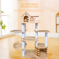 Arbre à chat de luxe moderne en bois massif, 4 niveaux réglables, avec espace privé pour jouer et grimper, jouet griffoir du Nouvel An, emballé en carton