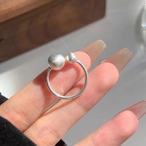 S925 Sterling Silver Ball <b>Open</b> <b>Ring</b> Simple Geometric Design Women's Everyday Wear Jewelry - Product Image 3