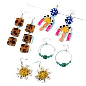 Fashionable Drop Earrings Geometric Leopard Print Sunflower Glass Bead Design Party Jewelry Women's <b>Accessories</b> - Product Image 5