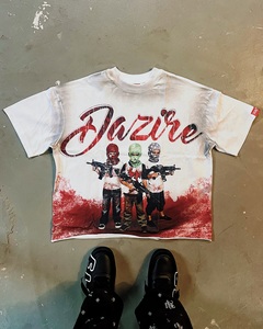Vintage Graphic T Shirt Men Streetwear Oversized High Quality Cotton <b>Tee</b> Hip Hop Distressed Print <b>White</b> T-shirt - Product Image 1