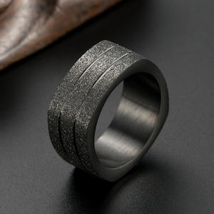 Stainless Steel <b>Ring</b> Geometric Design Unisex Fashion Jewelry Gift Black Steel Gold K R234 - Product Image 4