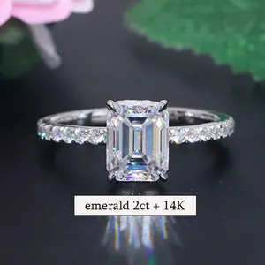 Yingma 14K gioielli in oro massiccio fedi nuziali anello moissanite anello di fidanzamento in oro 18 carati/9K/argento fantasia 2ct moissanite per le donne