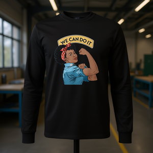 Podemos hacerlo, camiseta negra de manga larga de Rosie The Riveter, estilo feminista - Product Image 3