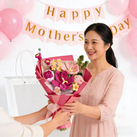 Buket Bunga Rajutan Benang Wol Terlaris - Tulip & Anyelir Siap Pakai, Hadiah Buatan Tangan untuk Hari Ibu