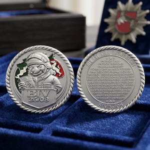Moneda Conmemorativa de Metal Personalizada <span class=keywords><strong>con</strong></span> Personaje 3D Grabado, de Aleación de Zinc Plateada, de Doble Cara, <span class=keywords><strong>con</strong></span> Borde de Cuerda Trenzada - Product Image 1