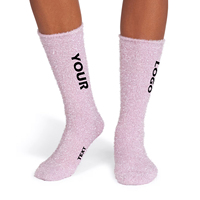 Chaussettes douillettes personnalisées avec logo, chaussettes de mollet moelleuses et confortables pour femme, chaudes pour l'automne et l'hiver, avec bordure intégrée