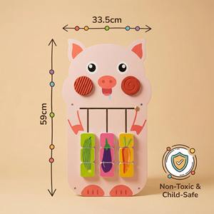 Directo de Fábrica |   Juguetes de Pared de Madera STEM, Juguete de Cerdo |   Juego de Deslizar y Emparejar Alimentos y Aprender sobre Animales de Granja. - Product Image 2