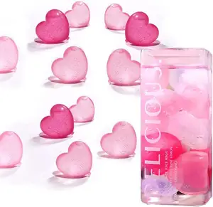 DD1557 Pink ungu PE Food Grade es batu cinta 15 buah dekorasi pesta minuman cetakan es berbentuk hati dapat digunakan kembali es batu