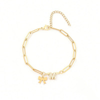 Bracelet tendance en acier inoxydable avec pendentif lettre et nœud incrusté de zircons, bijou cadeau pour l'anniversaire des femmes