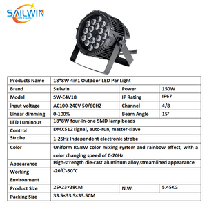 Prix d'usine LED Ao Ar <span class=keywords><strong>Livre</strong></span> Par Luz IP67 18*8W 4in1 Projecteur LED extérieur pour scène, lumières de scène pour fêtes, concerts, mariages en plein air - Product Image 5