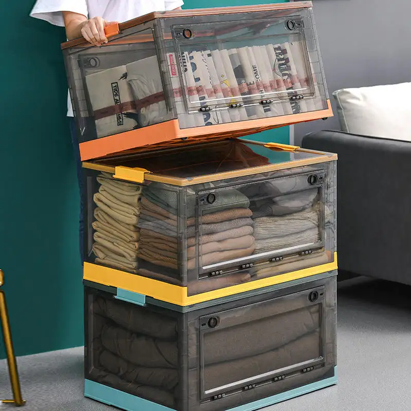 KiMin 52L brown camping storage box organizer with wheel foldable storage