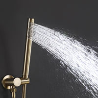 Robinetterie électrique thermostatique en laiton, finition or brossé, système de douche encastré à double poignée avec jet pluie, pour salle de bain, en céramique