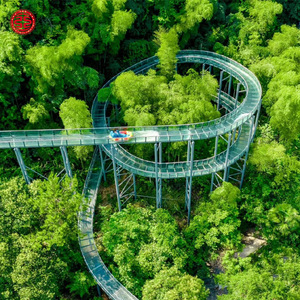 Zone panoramique personnalisée <span class=keywords><strong>parc</strong></span> d'attractions attraction grand toboggan à dérive longue glissade d'eau en verre pour lieu touristique - Product Image 6