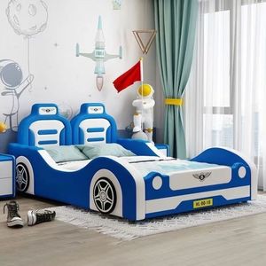 <span class=keywords><strong>Letto</strong></span> per Bambini Minimalista in Legno Massello a Forma di Auto da Corsa con Rivestimento in Pelle PU e Vano Portaoggetti, <span class=keywords><strong>Letto</strong></span> <span class=keywords><strong>Matrimoniale</strong></span> di Lusso per Ragazzi con Luci e Suoni - Product Image 4