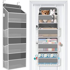 Organizador para colgar sobre la puerta, 10 compartimentos, almacenamiento colgante gris para dormitorio, baño, productos para bebés - Product Image 1