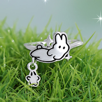 Boucles d'oreilles mignonnes en forme d'oreille de lapin pour femmes, boucles d'oreilles simples à clip en forme d'animal, boucles d'oreilles de créateur personnalisées en argent sterling 925, bijoux fins en gros