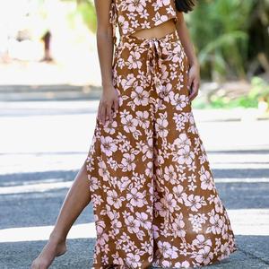 2025 Summer Casual Pants Women Hawaiian Printed Wide Leg Pants OEM Customized 100% Rayon Soft Fabric Pants - Product Image 2