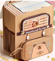 Sac de Tutorat Capybara Cartoon, Sac Fourre-tout pour Livres, Porte-documents, Sac d'École, Sac d'Art avec Fermeture Éclair
