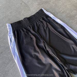 Men Custom Breathable Patchwork Fabric Sweatpant Raw Hem Oversized Wide Leg Track <strong>Pants</strong> <strong>Mesh</strong> Straight Leg Sweatpants - Product Image 2