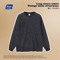 Kaos Batik Vintage Acid Wash Custom Grosir untuk Pria, Model Regular Fit Lengan Panjang