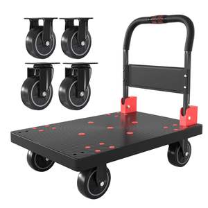 Chariot à plateforme pliable, chariot à plateau plat, chariot à pousser robuste, chariot à plateforme avec roues pivotantes de 5 pouces, chariot à main pour le déplacement - Product Image 4