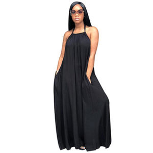 Vestido de verano de <span class=keywords><strong>mujer</strong></span>, Sexy, fino y ligero, <span class=keywords><strong>espalda</strong></span> abierta, ancho, suelto, Color sólido - Product Image 5