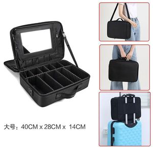 Sac à ongles de grande capacité, étui de train de maquillage professionnel portable, cosmétique en polyester imperméable pour poche de brosse de voyage - Product Image 2