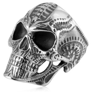 Skeleton Skull <b>Titanium</b> Steel <b>Ring</b> Men's Punk Style Fashion Jewelry Silver Color Geometric Design Gift Occasion FY213060 - Product Image 3