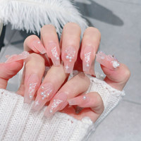 Vente en gros d'usine : Nouveaux faux ongles artificiels mignons et féminins, faits à la main, à presser, amovibles et réutilisables