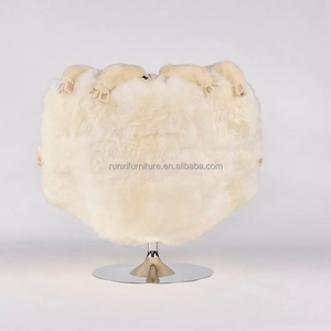 Silla de salón moderna y cómoda con piel de oveja de Nueva Zelanda, tela suave transpirable de gamuza y bonito diseño de <span class=keywords><strong>Panda</strong></span> para dormitorio y sala de estar - Product Image 3