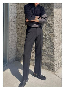 Pull Slouchy avancé pour hommes, pull <span class=keywords><strong>chic</strong></span> à manches longues et à fermeture éclair à <span class=keywords><strong>col</strong></span> <span class=keywords><strong>roulé</strong></span> blanc, saison d'automne - Product Image 6