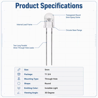 LED infrarouge DIP T1 3/4 1500nm de 5 mm, émetteur IR T13/4 pour la détection de gaz