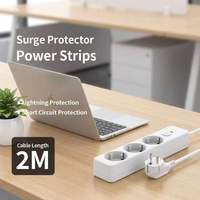 Multiprise avec protection contre les surtensions, 3/4/5/6 prises, prise EU, interrupteur, cordon d'extension de 3 m, multiprise pour la maison et le bureau