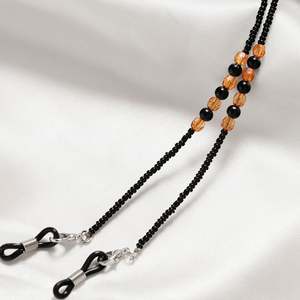 Cordon de lunettes de soleil en perles noires pour femmes, chaîne de cou en perles acryliques et cristaux, vente en gros - Product Image 3