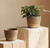 Vente chaude Grand panier mural en jonc de mer naturel tressé pour la décoration de plantes de jardin en extérieur