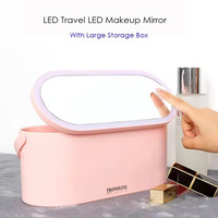 Trousse de Maquillage Portable avec Miroir LED, Boîte de Rangement Cosmétique Lumineuse, Sac de Voyage Organisateur de Coiffure pour Femmes, Kit de Beauté
