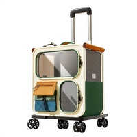 2-in-1 Rollender Haustier-Rucksack mit Geräuschlosen Spinner-Rädern Atmungsaktives Netz-Reisegepäck für Hunde und Katzen