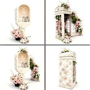 Conjunto de Cabina Telefónica con Flores Artificiales para Exhibición en Escaparates de Centros Comerciales, Decoración de Tiendas Comerciales - Product Image 6