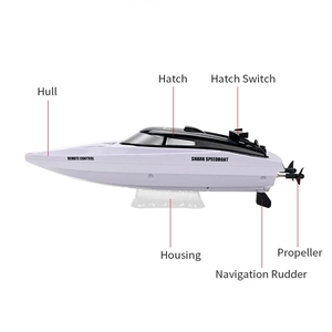 Barco de Control remoto de tiburón de simulación, dos en uno, 2,4G, alta velocidad, larga duración, Submarino, lancha eléctrica de agua, juguete - Product Image 4