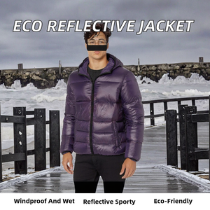 Custom Unisex Reflective Sustainable Zippered Sporty <b>Quilted</b> Hooded Jacket Casual Waterproof Breathable Autumn Jacket - Product Image 2