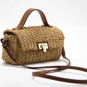 Wholesale factory direct rattan bags bali woven square box women straw hand bags in Thailand